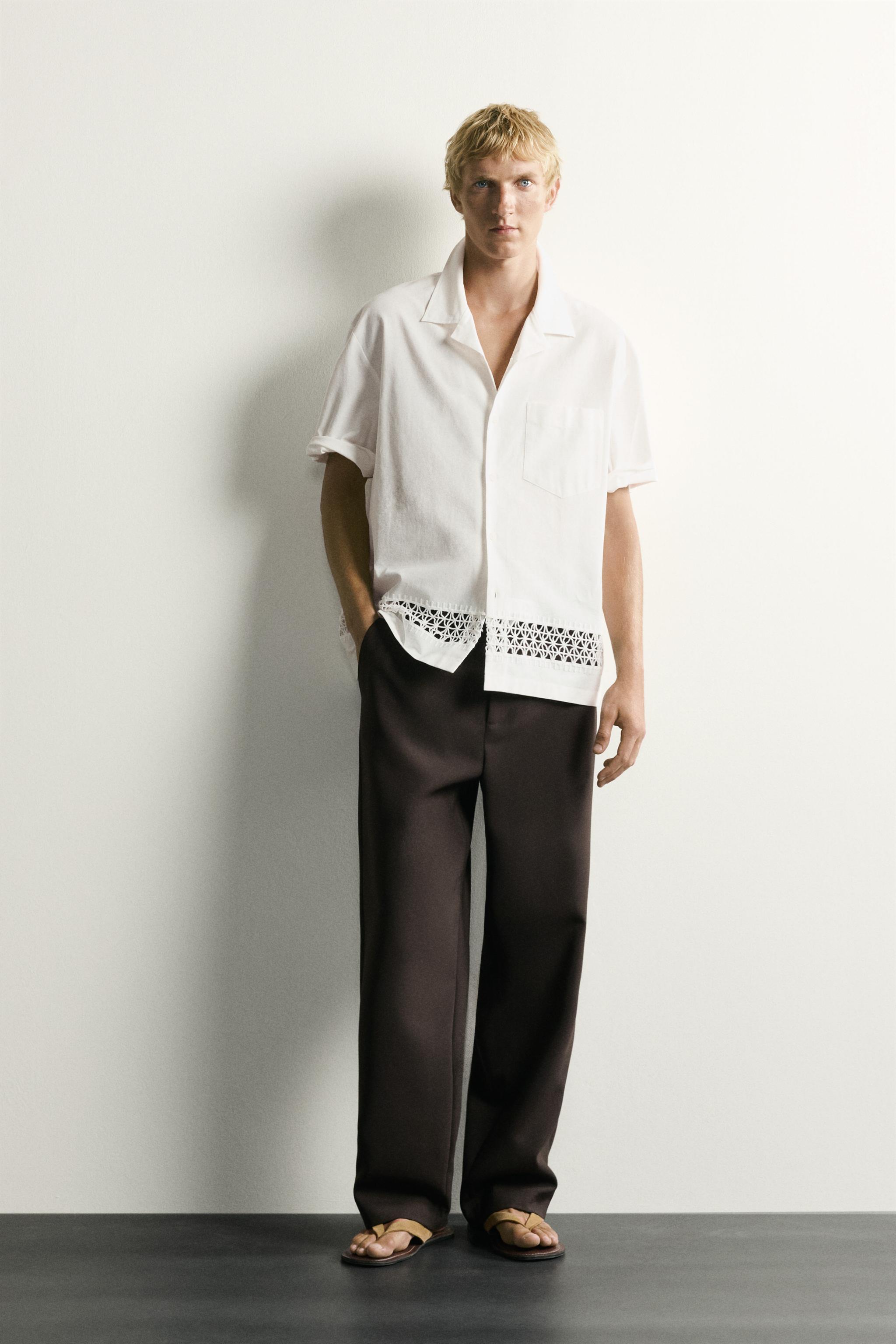 Zara KONTRAST BORDÜRLÜ RELAXED FIT GÖMLEK