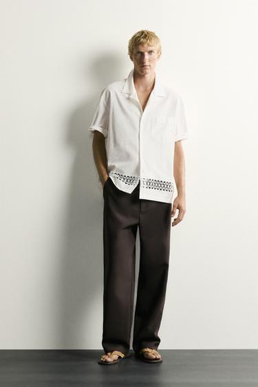 CAMISA RELAXED FIT CENEFA COMBINADA - Branco roto de Zara