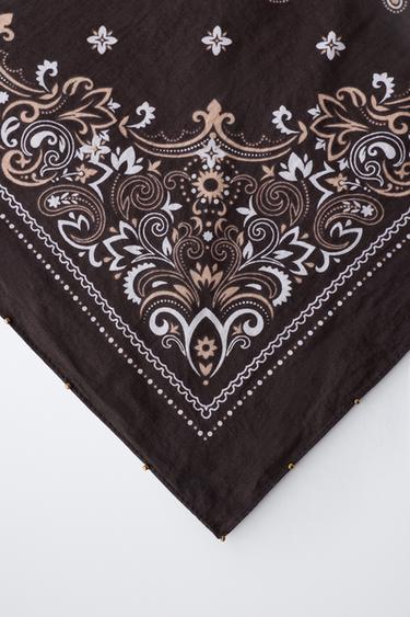 BANDANA CARRÉE IMPRIMÉE - Marron de Zara - Image 2