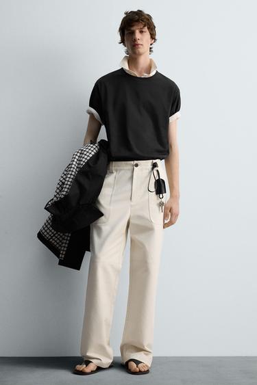 PANTALON REGULAR FIT POCHES - Blanc cassé de Zara - Image 4