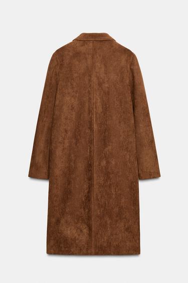 FAUX SUEDE FROCK COAT - Tobacco Brown by Zara