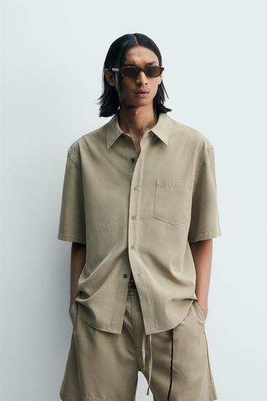 KËMISHË RELAXED FIT ME EFEKT TË ZBARDHUR - Bezhë nga Zara