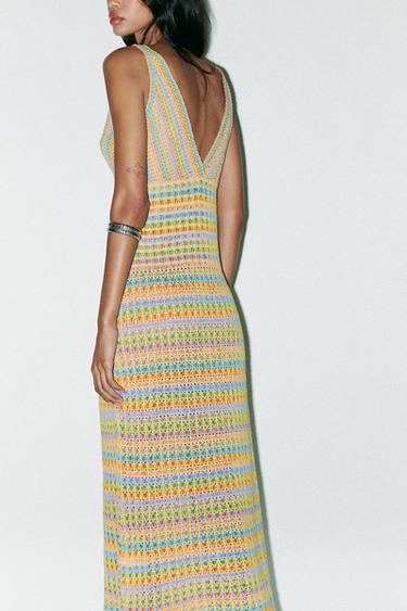 ROBE LONGUE EN MAILLE CROCHET - Multicolore de Zara - Image 3