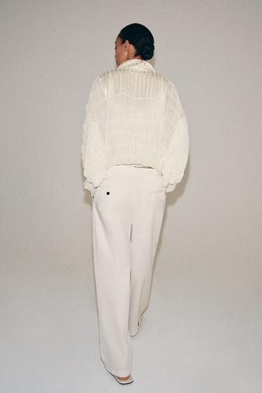 BLOUSON BOMBER FRONCÉ ZW COLLECTION - Écru de Zara - Image 3