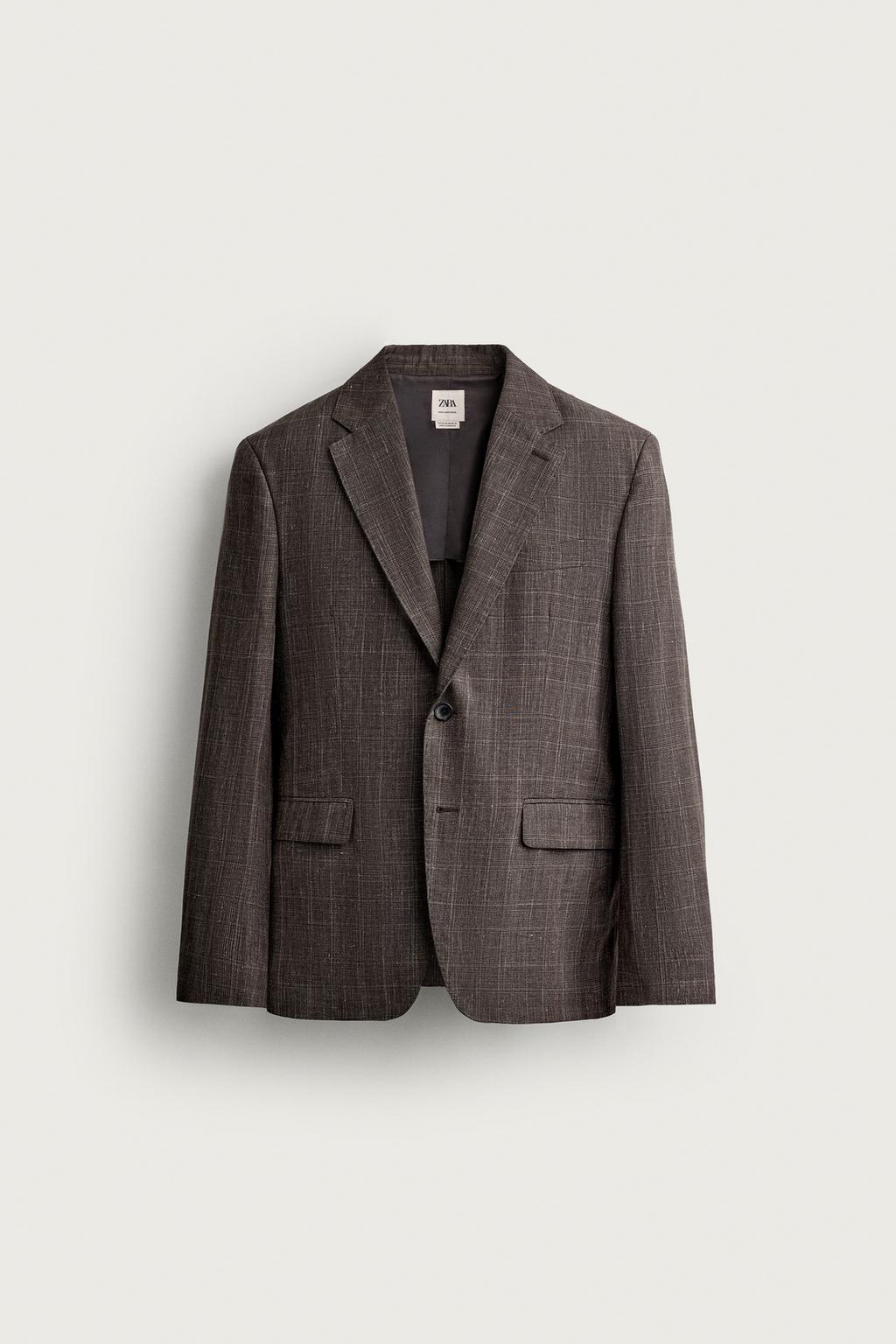 Linen-wool Checkered Suit Jacket — Men's
