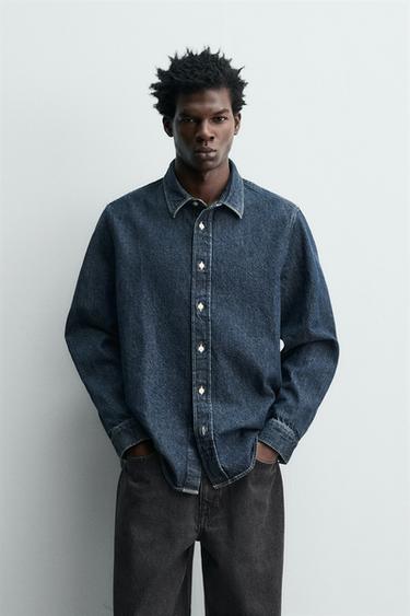 RELAXED FIT DENIM SHIRT - Blue by Zara