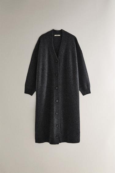 VESTE LONGUE EN CACHEMIRE - Gris foncé de Zara - Image 0