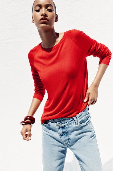 FINE KNIT SWEATER - Red by Zara