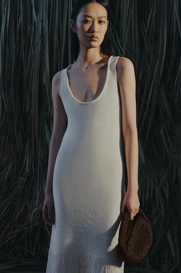 FRINGED KNIT DRESS - Ecru by Zara