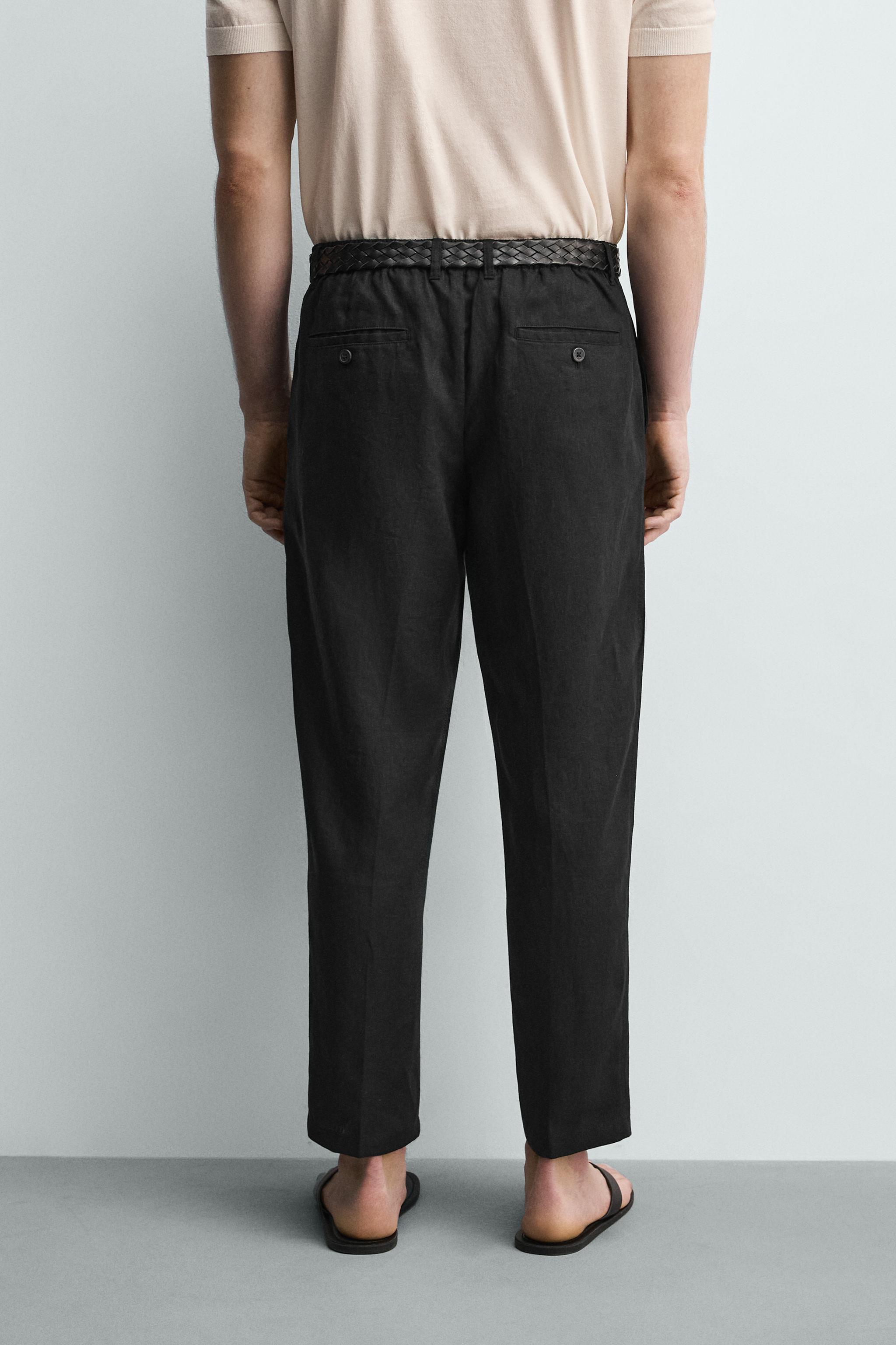 Мужские брюки Zara 100% LINEN REGULAR FIT PANTS — фото 3