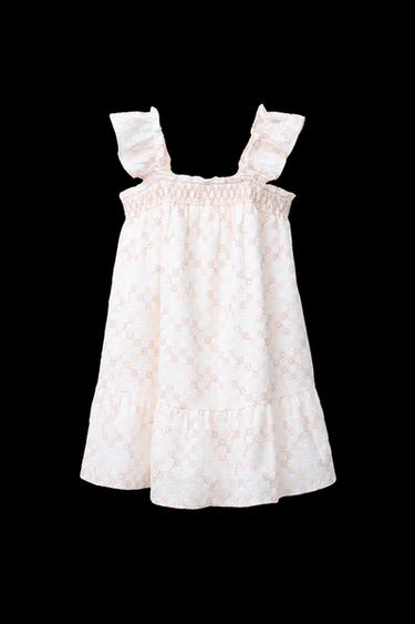 KLEID MIT STICKEREI UND VOLANTS - Bunt von Zara