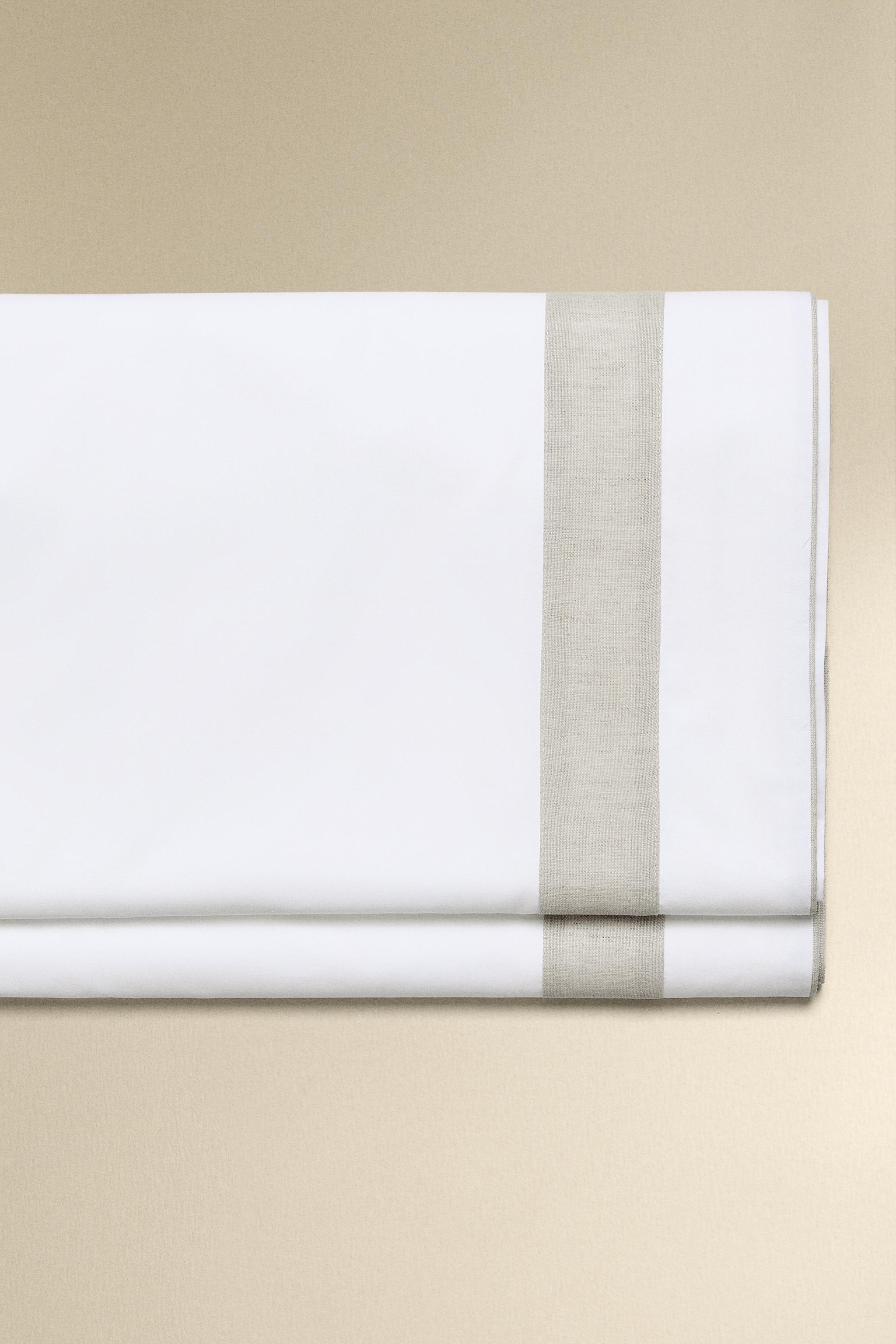 COTTON FLAT SHEET WITH BORDER - White | ZARA United States