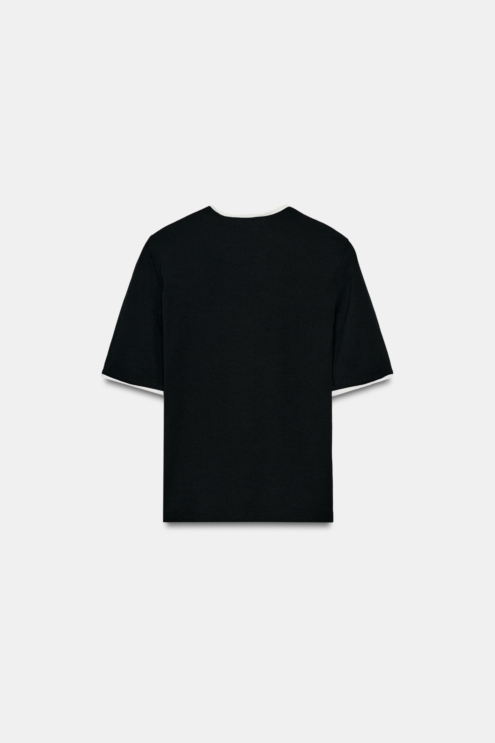 KONTRAST ŞERİTLİ YAZILI T-SHIRT - Görsel 7