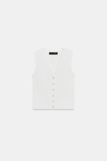 TOP PUNTO BOTONES - Blanco de Zara - Imagen 0