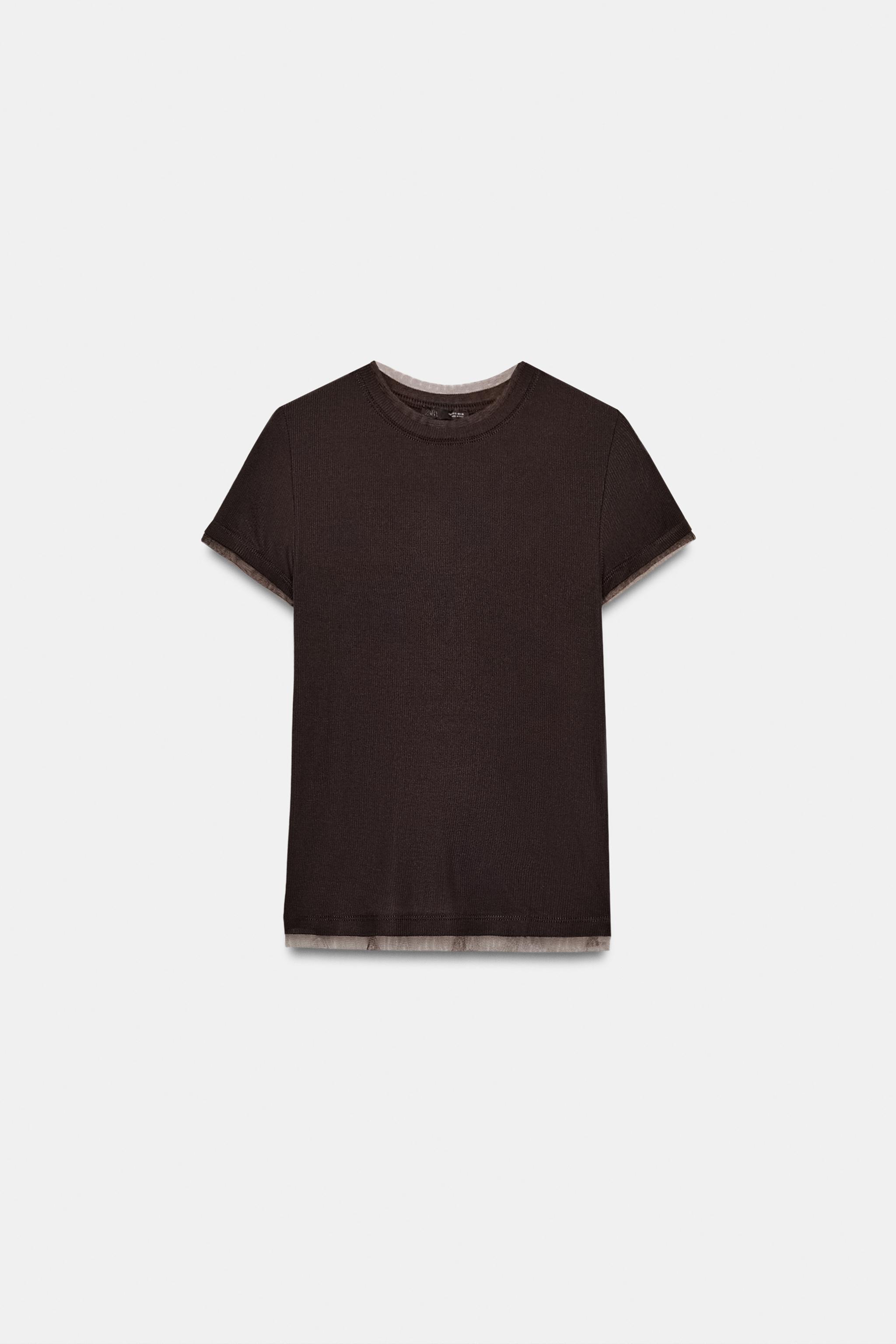 T-SHIRT EN MATIÈRES VARIÉES TULLE