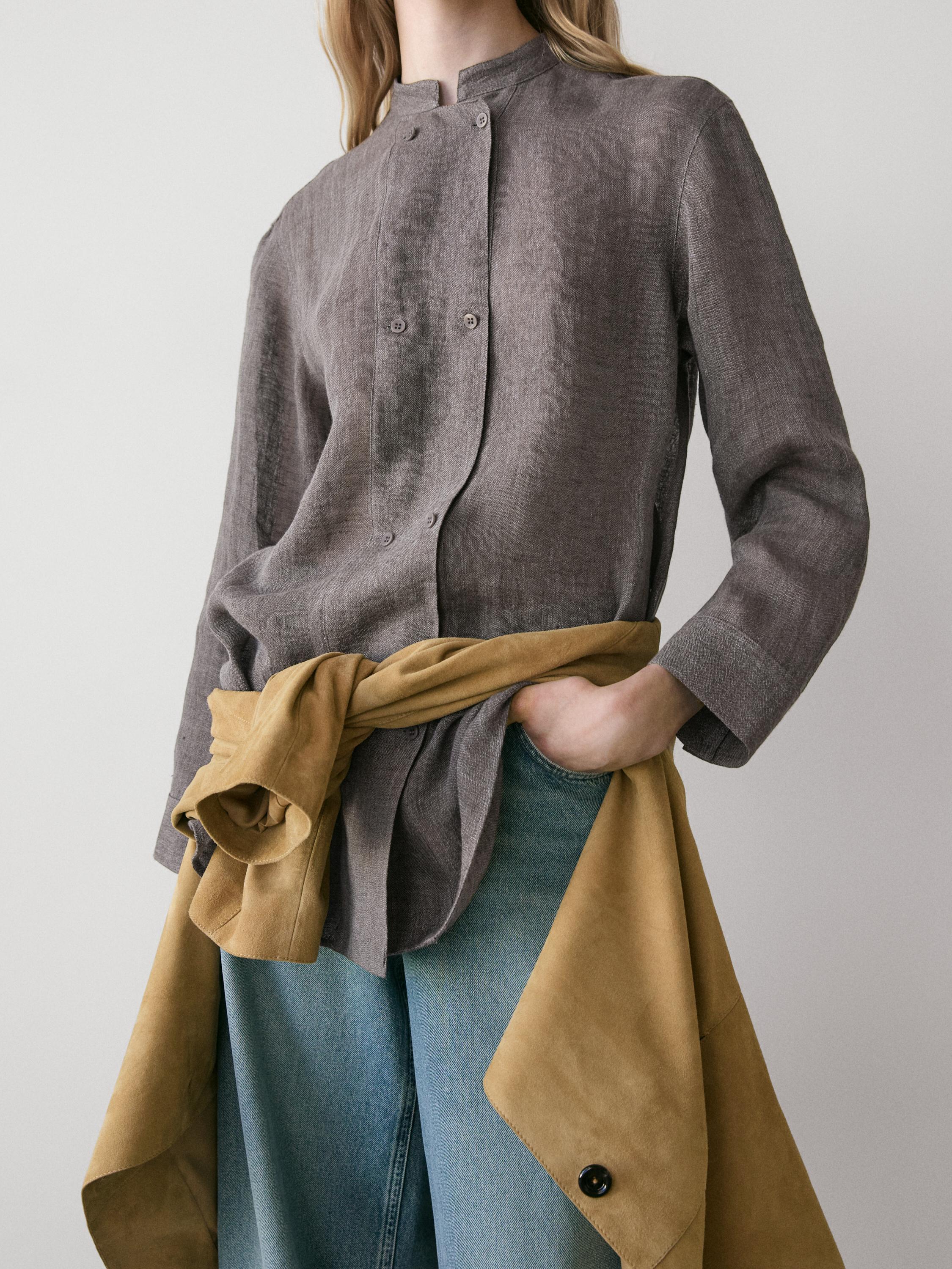 Flowing linen blend shirt with button details