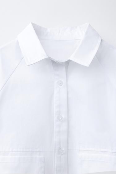 CROPPED SHIRT WITH POCKETS - White by Zara - Image 3