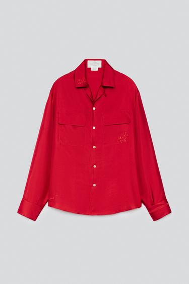 100% SILK POCKET SHIRT — Red 1