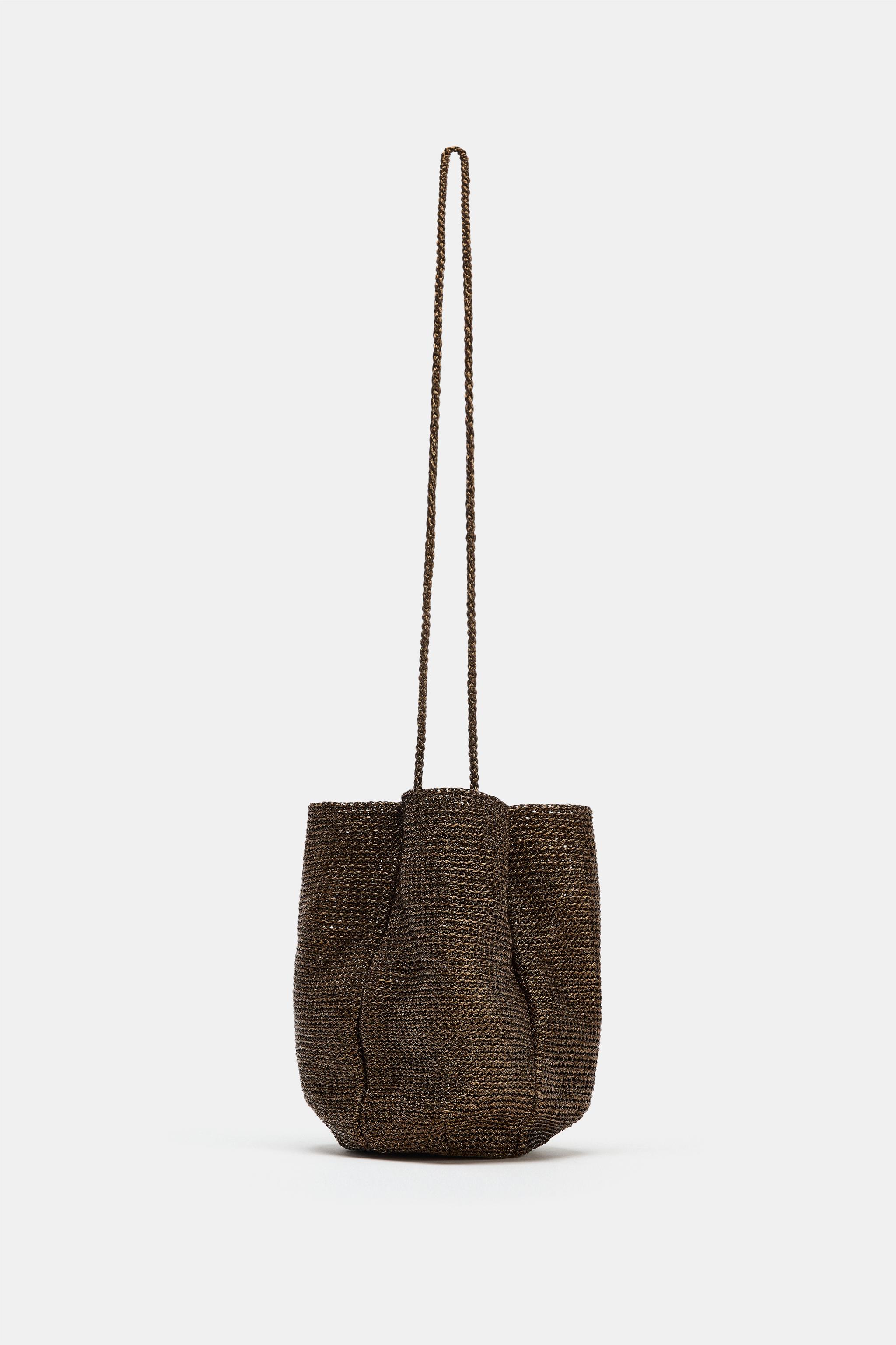 METALLIC WOVEN HANDBAG - Brown | ZARA South Africa