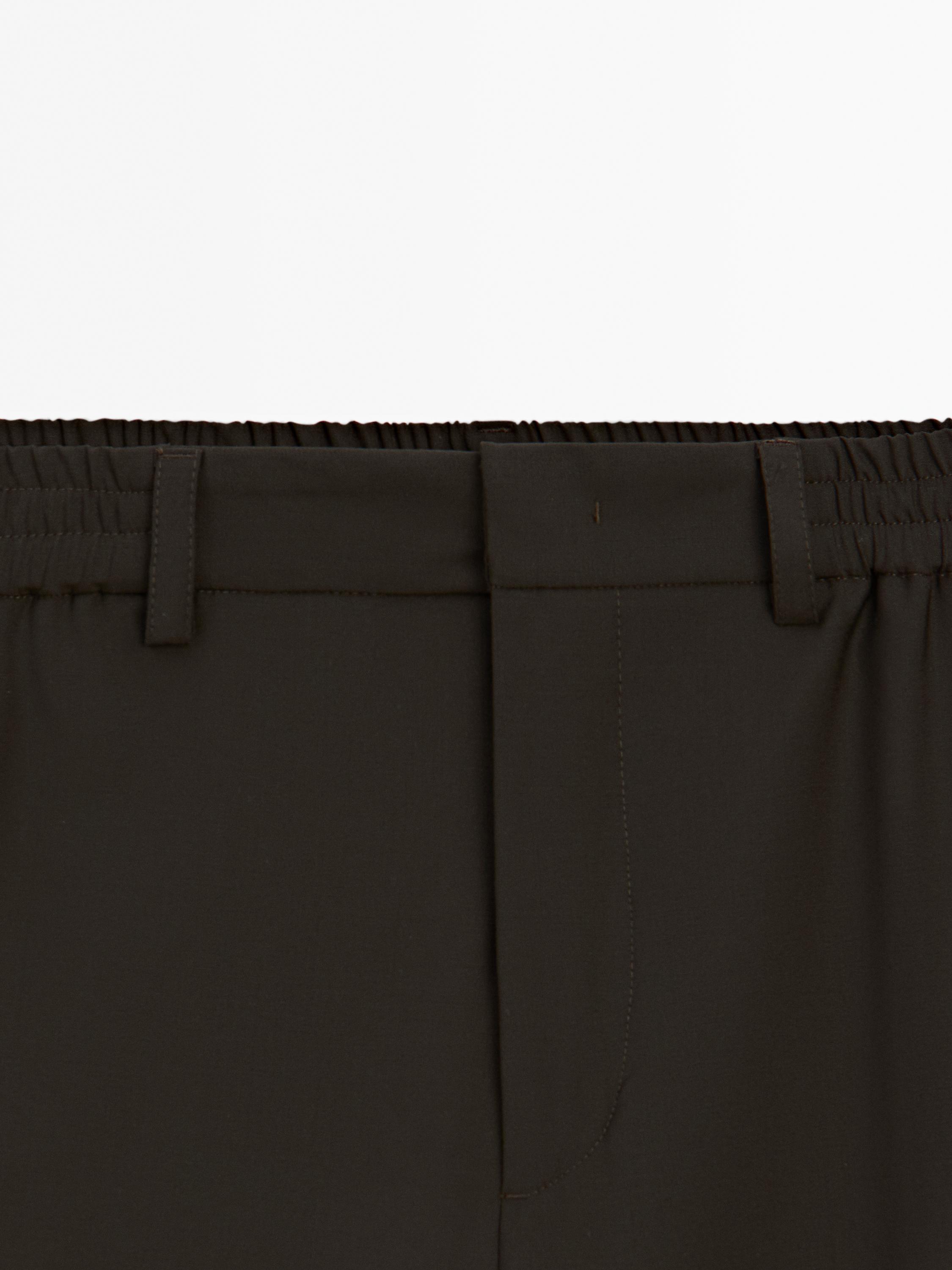 Wool blend jogger fit trousers