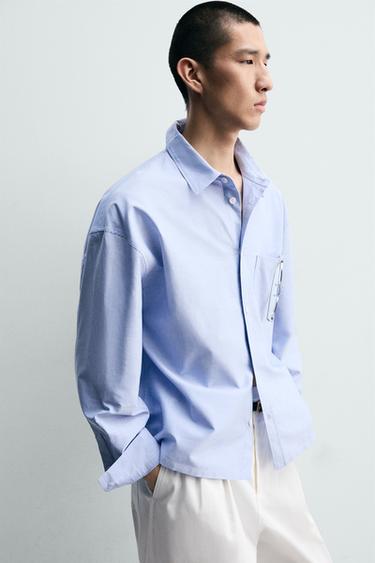 BOXY FIT OXFORD SHIRT - Sky blue by Zara - Image 4