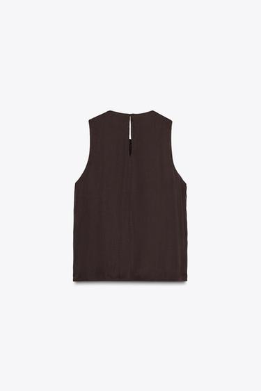 TOP SATINÉ À VOLANTS - Marron de Zara - Image 6