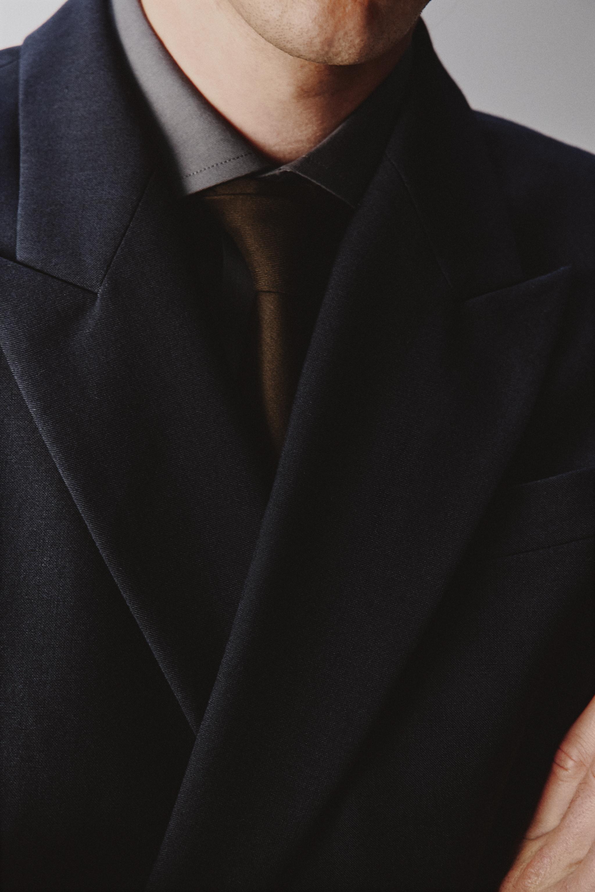 WOOL BLEND DOUBLE BREASTED BLAZER - Navy blue | ZARA United States