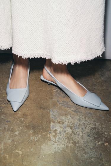 Zara APPLIQUÉ SLINGBACK SHOES - Light Blue