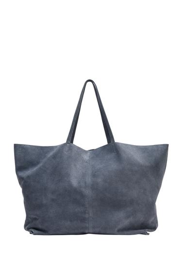 MAXI SPLIT SUEDE TOTE BAG - Blue by Zara