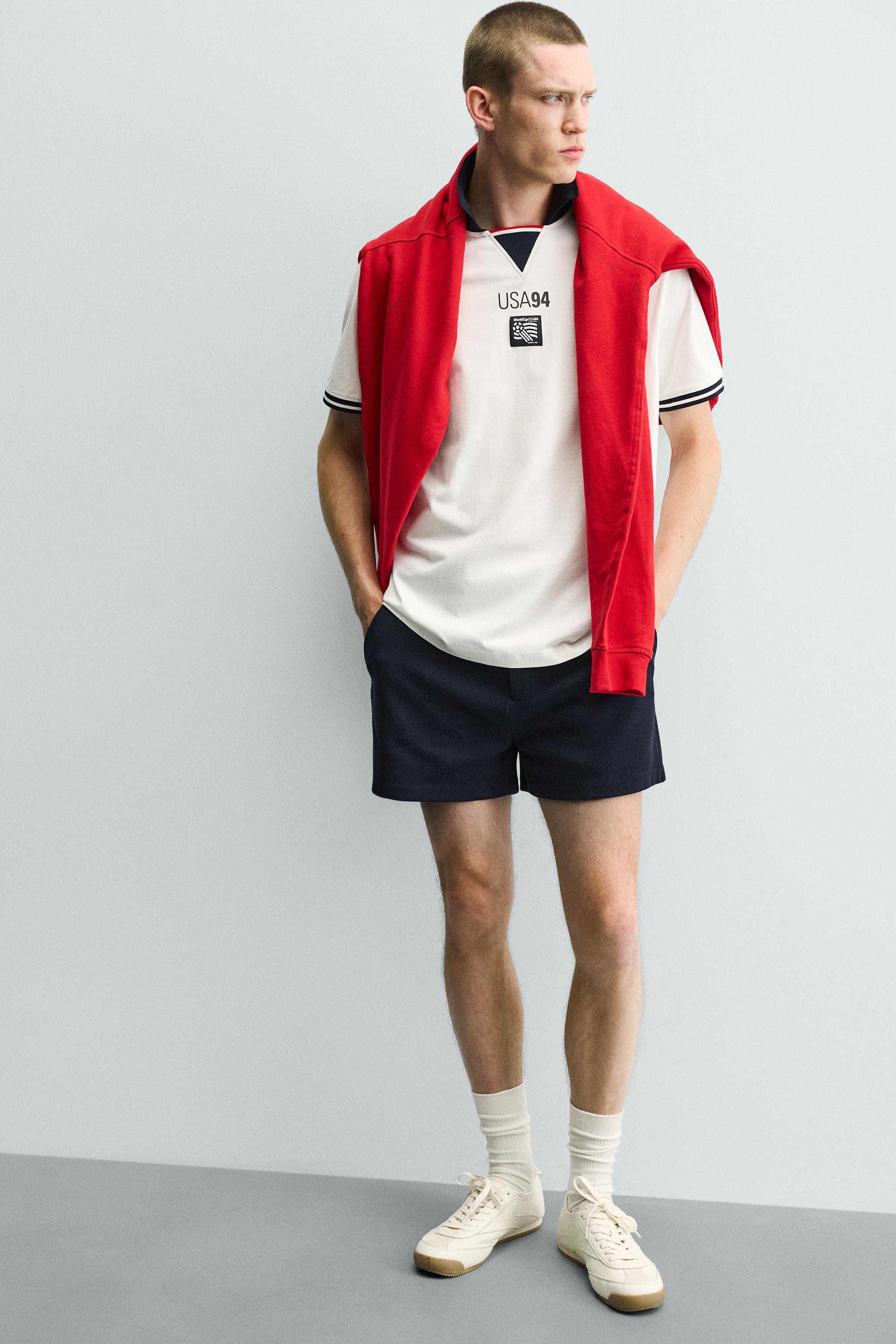Мужские рубашки Zara USA 94 FIFA WORLD CUP™ FIFA CLASSICS CONTRAST POLO SHIRT — фото 6
