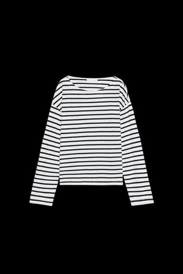 GESTREIFTES LANGARM-SHIRT - Weiß / Blau von Zara