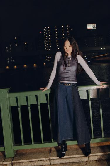 Z1975 DENIM MIDI SKIRT - Blue by Zara