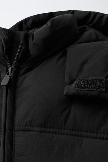 MANTEAU MATELASSÉ CAPUCHE DÉPERLANT - Noir de Zara - Image 4