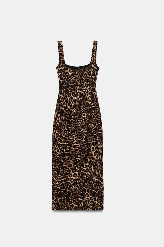 ROBE MI-LONGUE TEXTURÉE À IMPRIMÉ ANIMALIER - Leopard de Zara - Image 6