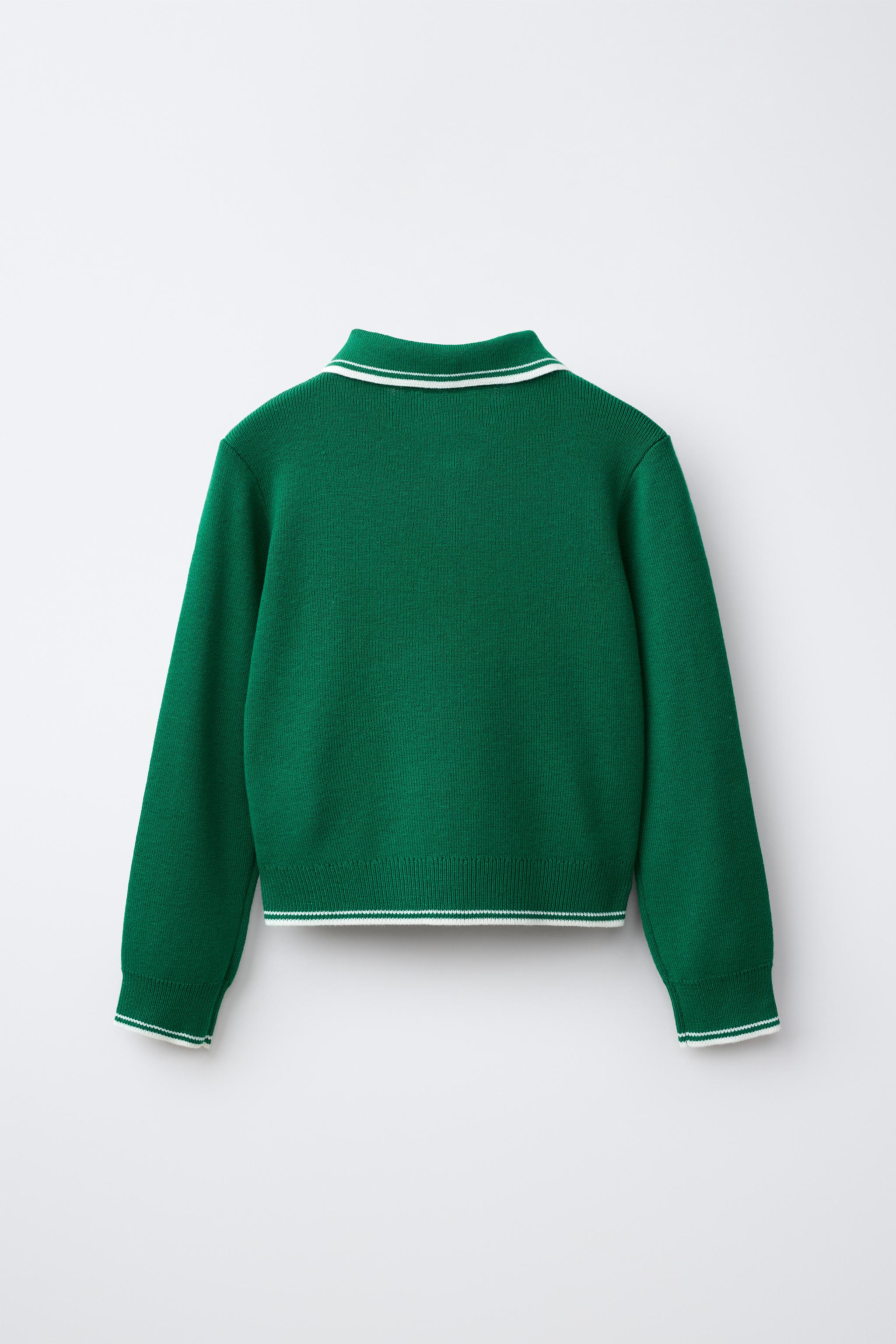 ジップアップニットセーター - グリーン | ZARA Japan / 日本