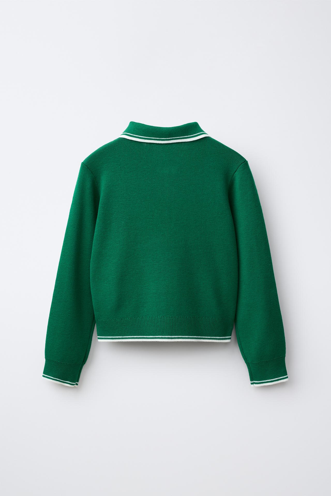 KNIT ZIP-UP JUMPER — Green