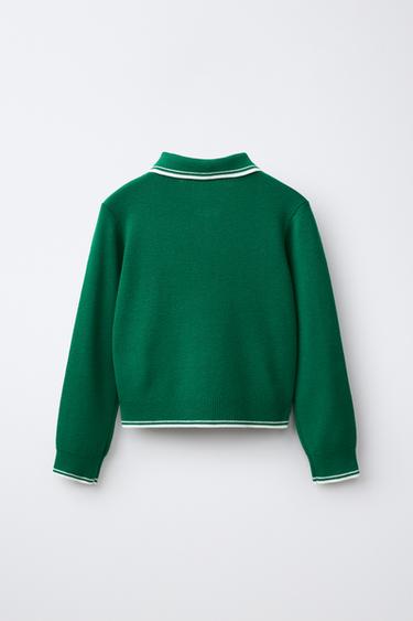 KNIT ZIP-UP JUMPER — Green 2
