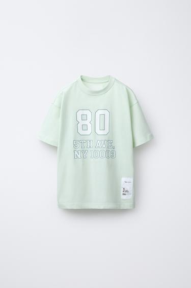 CAMISETA JOGGING ESTAMPADO NÚMERO - Verde agua de Zara - Imagen 0