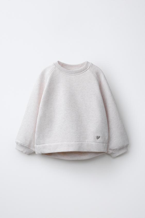 SPORTY EMBROIDERED SWEATSHIRT - Sand / Marl by Zara - Image 0