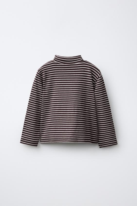 HAUT À COL ROULÉ RAYURES - Marron chocolat de Zara - Image 1