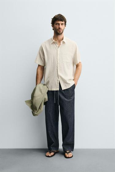 Zara STRIPED SHIRT - Light beige - Image 0