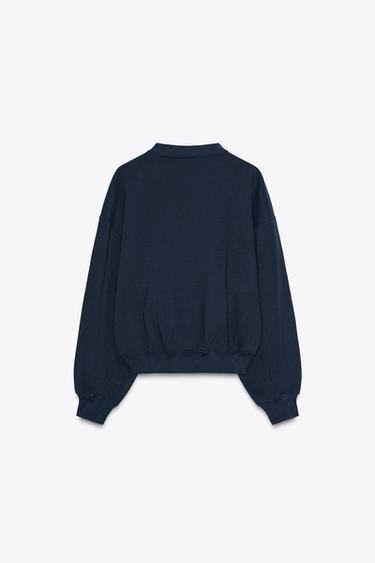BASIC PLUSH SWEATSHIRT - Navy blue by Zara - Image 4