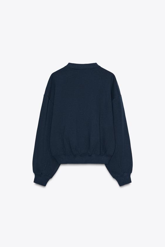 BASIC PLUSH SWEATSHIRT - Navy blue by Zara - Image 4
