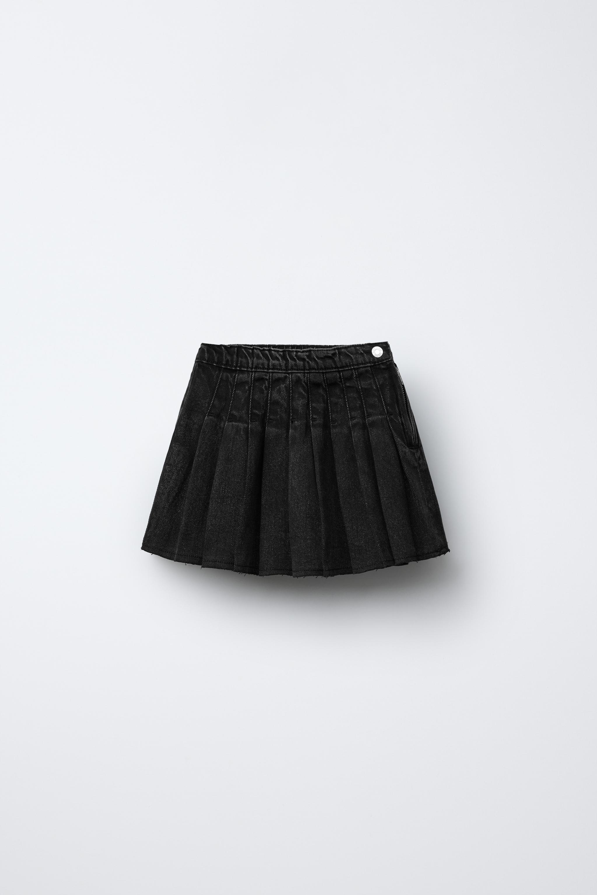 DENIM BOX PLEAT SKORT Black ZARA South Africa - Main Image