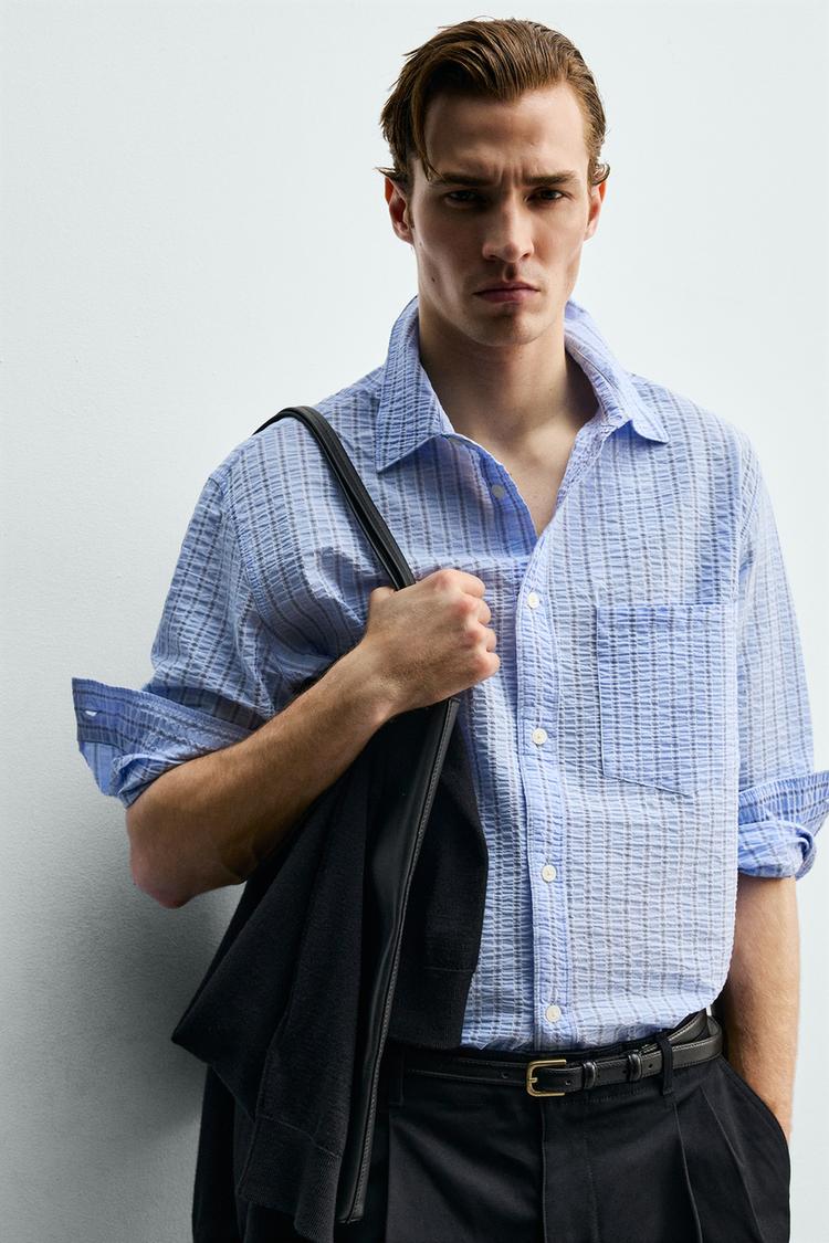 ZARA CREASED-EFFECT STRIPED SHIRT