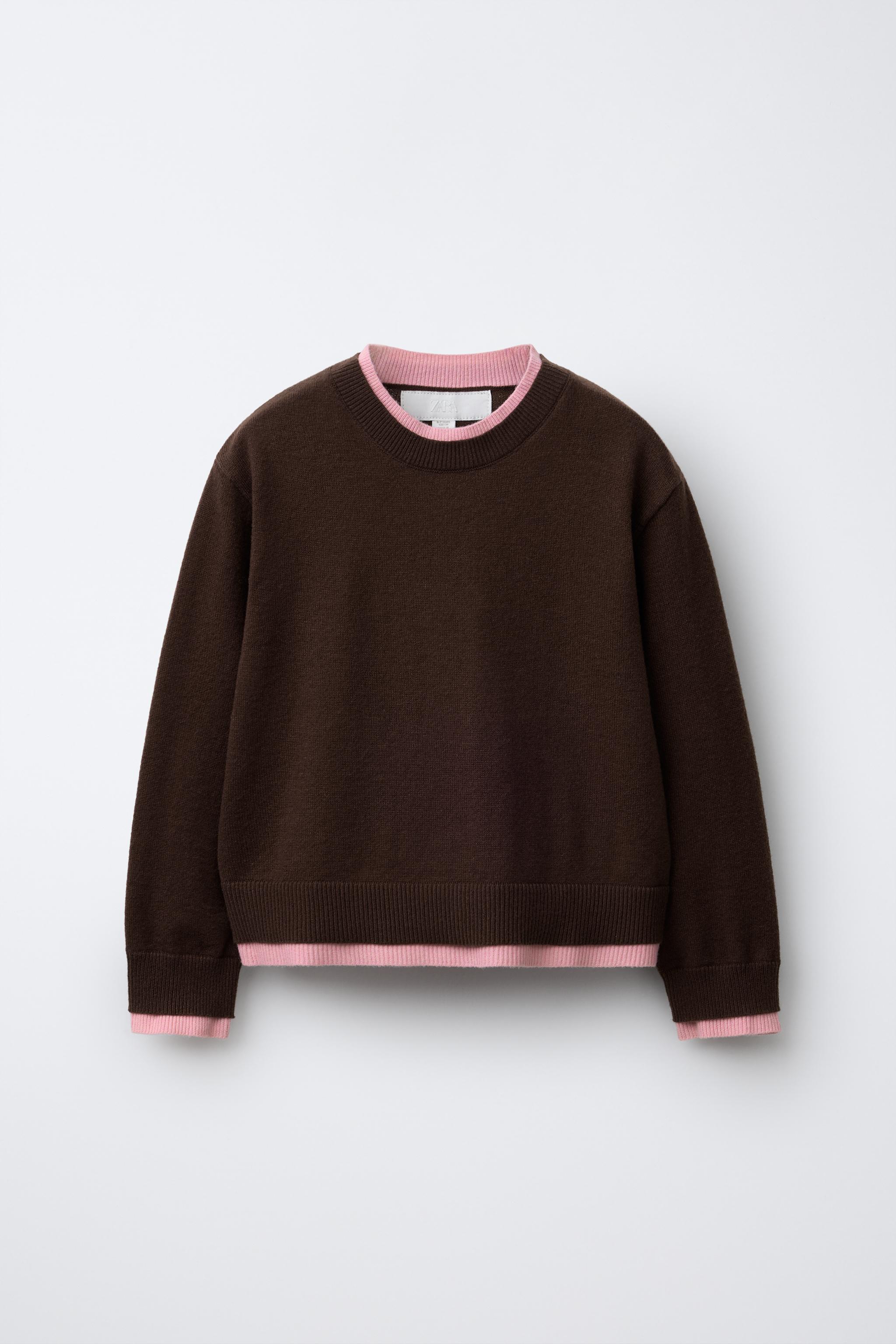 DOUBLE LAYER TRIM KNIT SWEATER