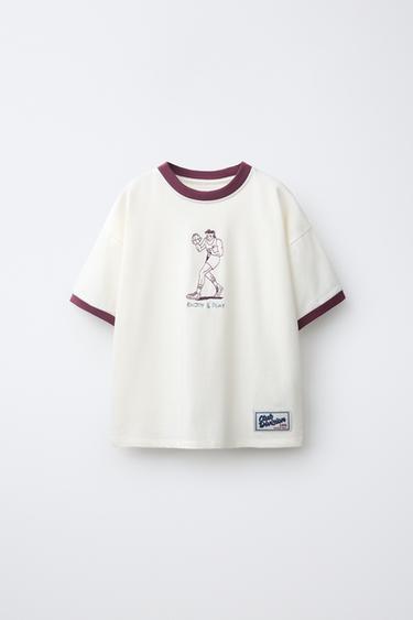 CONTRAST PIPING PRINT T-SHIRT - Oyster-white by Zara - Image 0