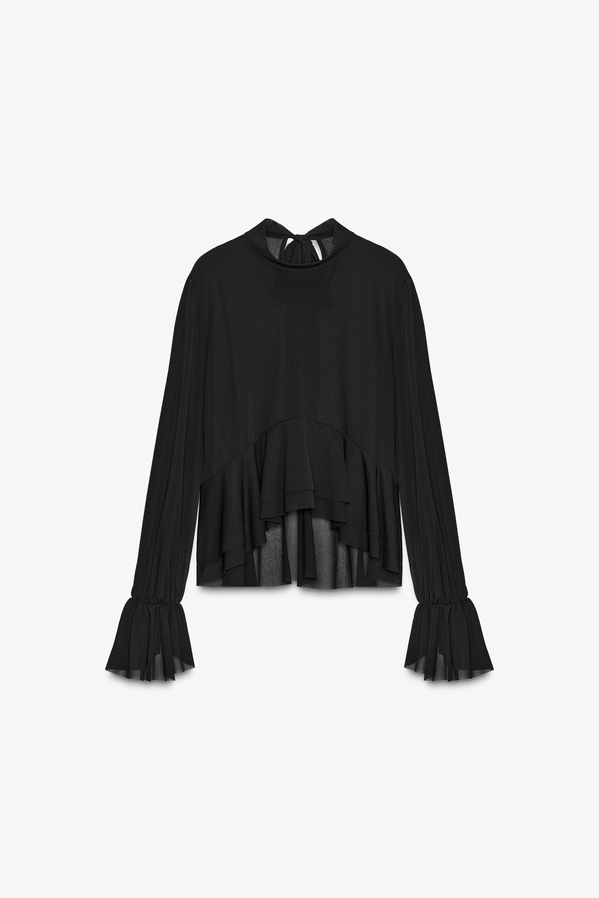 FLOWY RUFFLED TOP - Black | ZARA United States