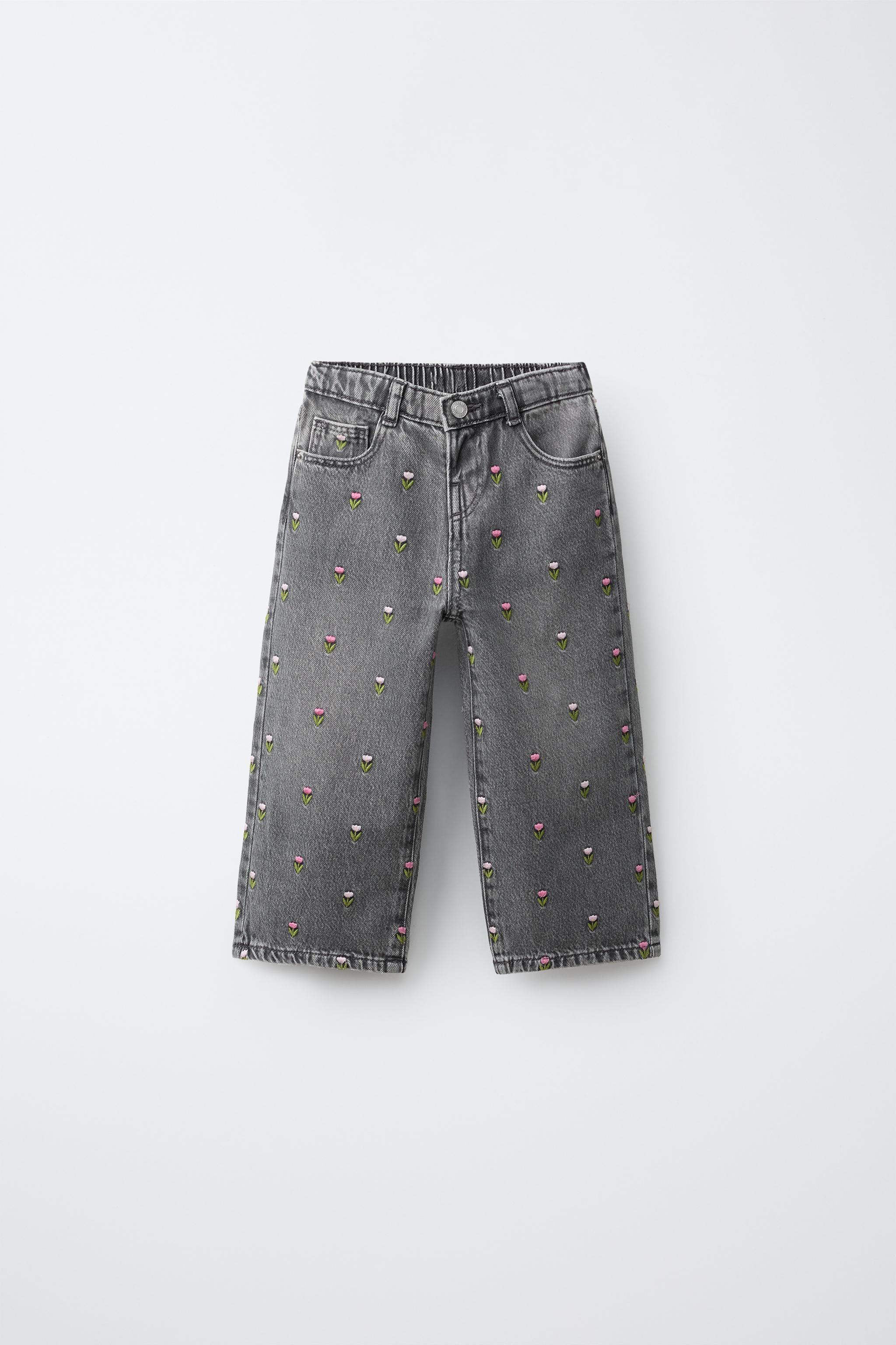 JEAN JUPE-CULOTTE BRODÉ TULIPES