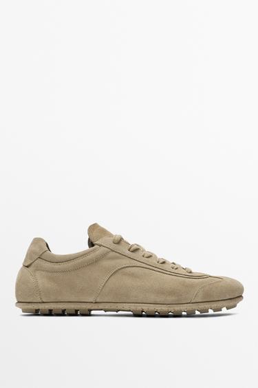 Chaussure de sport en croûte de cuir - Marron sable de Zara - Image 0